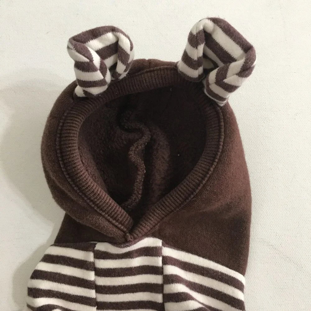 Bear Striped Hoodie Dog Clothes Brown Size Medium